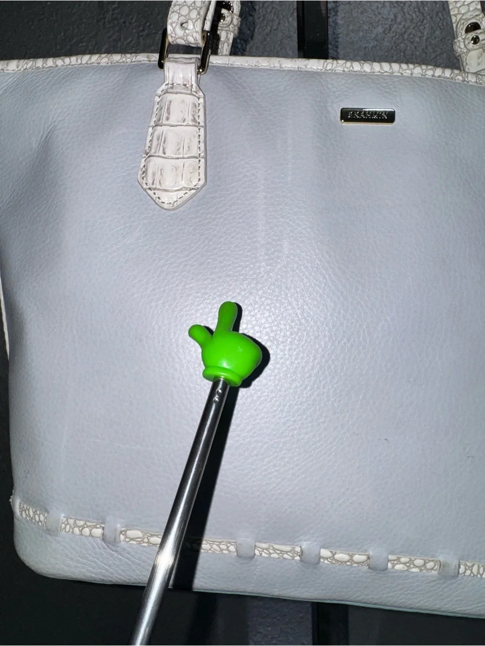 Brahmin Powder Blue Tote with White Croc-Trim